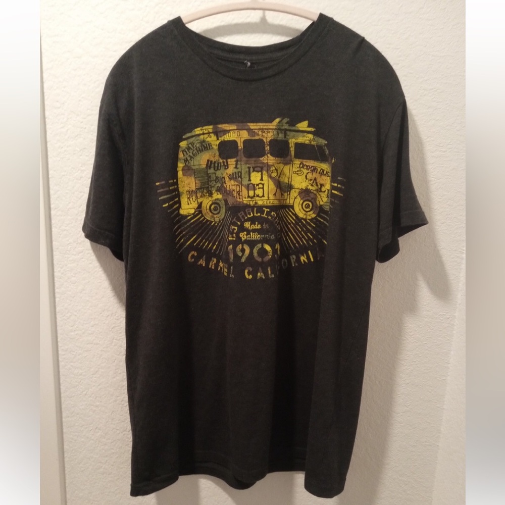 2 for $24 - Unisex Gray CARMEL, CALIFORNIA  Graphic T with Yellow VW Bus